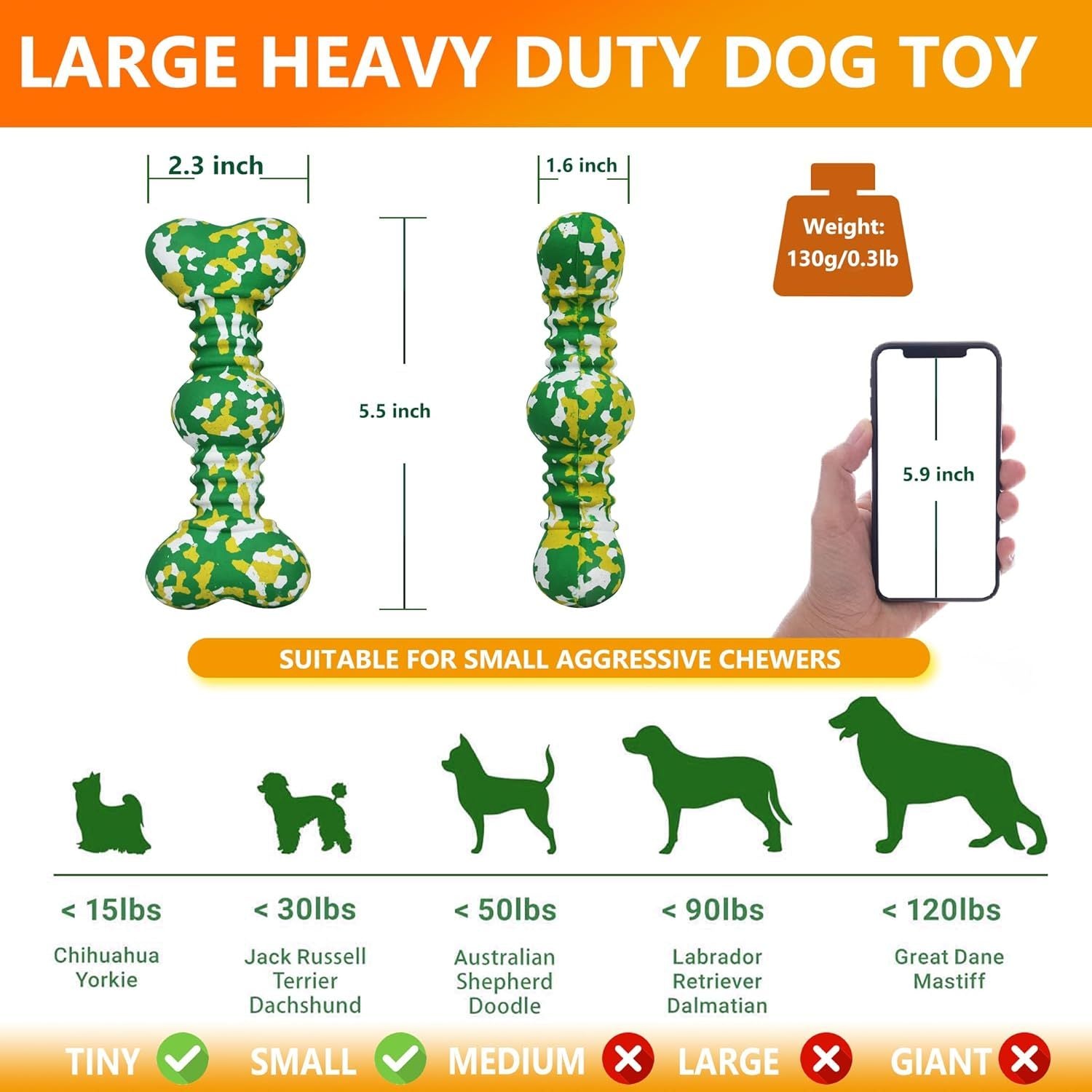 Indestructible Rubber Dog Bone – Long-Lasting Playtime